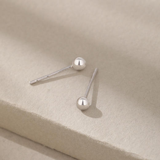 丁摩 S999足银纯银耳钉手工光面圆珠耳钉豆豆简约迷你小耳钉耳饰5ZF-0539 商品图3