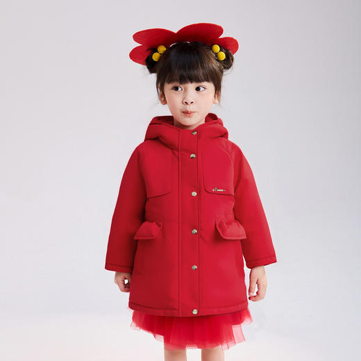 笛莎Deesha 童装女童羽绒服2025冬新款星座系列绣花工装风女童羽绒服 商品图1