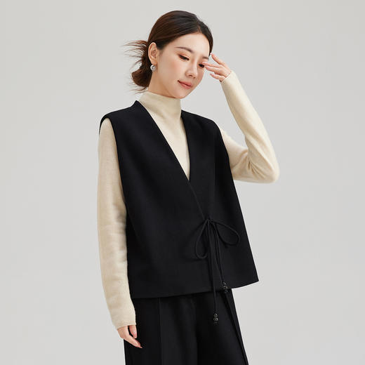 SM 2061显瘦简约通勤时尚马甲风蝴蝶结系带气质优雅马甲 商品图2