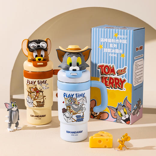 摩登主妇猫和老鼠保温杯大容量冰霸杯2025新款不锈钢杯子吸管水杯 商品图4