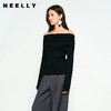NEELLY纳俪商场同款春季新款一字肩个性显瘦针织衫女气质简约上衣N25104A04426 商品缩略图0