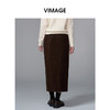 VIMAGE纬漫纪灯芯绒复古百搭直筒长款开叉半身裙女2025秋季新款V2406114 商品缩略图4