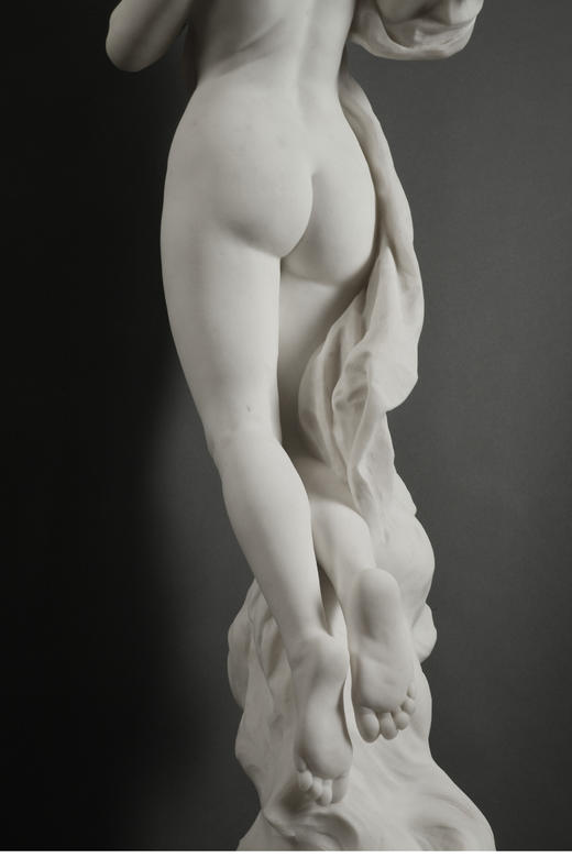 独角鹿西洋古董 19世纪瑞士雕塑家签名出品卡拉拉大理石人物雕塑作品《爱之星》 商品图6