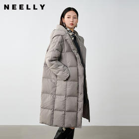 NEELLY纳俪商场同款冬新款时尚通勤过膝长款羽绒服女连帽保暖外套N25104L04587