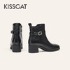 【云粉节】BF楼KISSCAT接吻猫25冬季新款显瘦粗跟矮靴增高法式真皮黑色时装靴女KA65885-10吊牌价1499活动价799 商品缩略图2