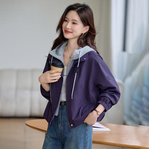 丁摩 夹克外套女款新款今年流行假两件巨好看的上衣5ZF-6626 商品图2