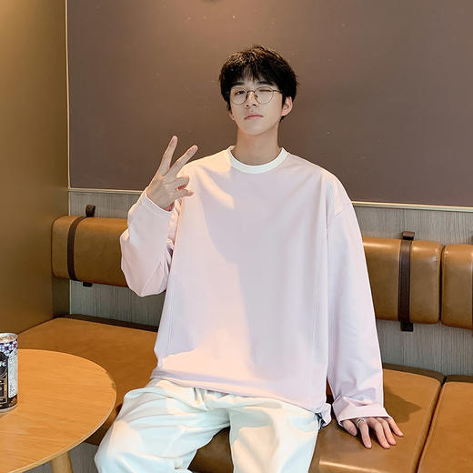 英国轻奢Schenvega 爆款迪桑平纹插色领长袖T恤卫衣A72-7902 商品图5