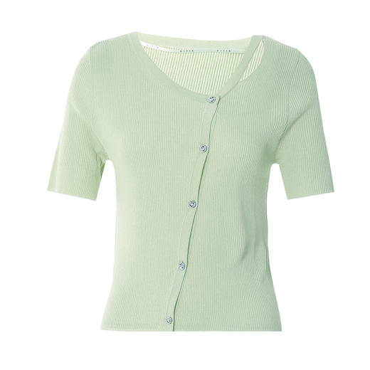 EITIE爱特爱夏季新款设计感镂空修身纯色显瘦舒适百搭短袖针织衫7801504 商品图12