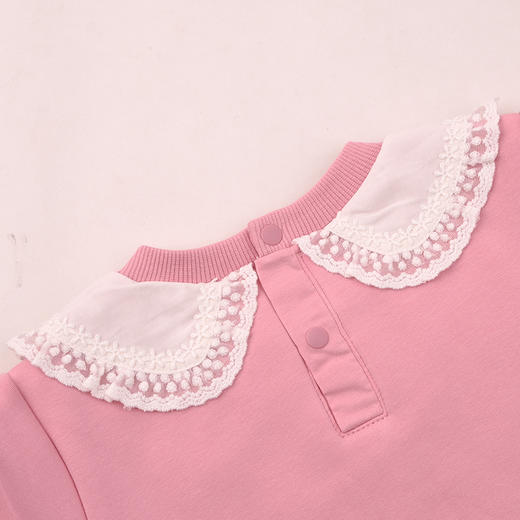 棉果果冬季新品女童复合绒蝴蝶结保暖加绒圆领加绒卫衣M422180425730 商品图3