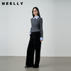 NEELLY纳俪2025秋冬新款简约运动感丝绒松紧腰直筒裤垂感长裤女N25104H05511 商品缩略图0