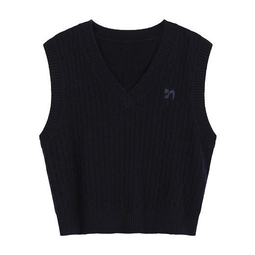 NEELLY纳俪商场同款冬新款复古百搭针织马甲女绞花软糯学院风上衣N25101A01009 商品图3