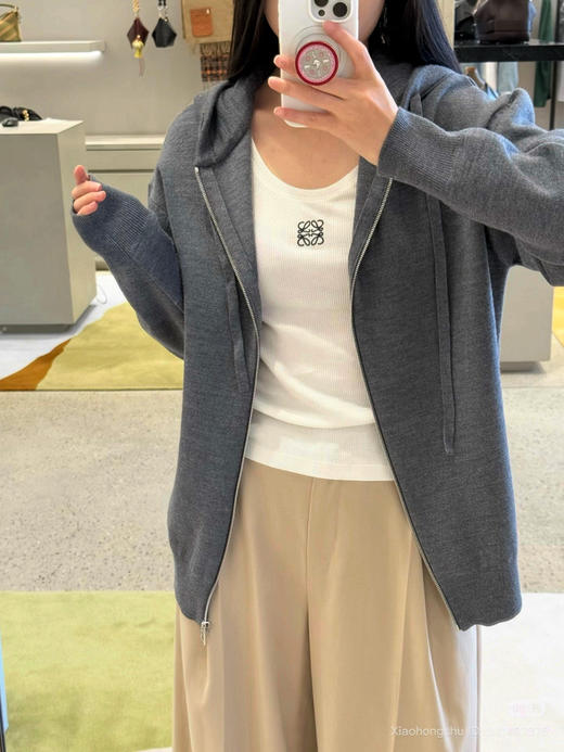 1011-4 lew男女同款浮雕拉链连帽衫 老朱176/146穿L偏大一号，穿M很合适 商品图12