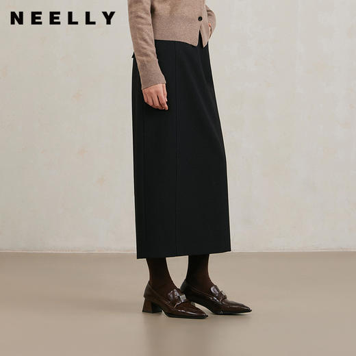 NEELLY纳俪商场同款冬新款高级感羊毛保暖高腰半裙女通勤显瘦长裙N25104E04536 商品图0