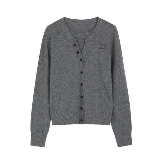 NEELLY纳俪商场同款冬季新款假两件针织衫女短款慵懒休闲针织衫N25104A04554 商品图3