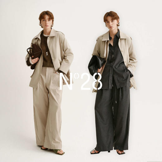 N°28 翻领单排扣风衣女秋经典通勤休闲极简风中长款外套885382F636 商品图3