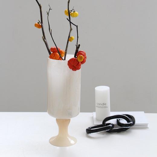 艺术法式奶油高脚手工玻璃花瓶中古风灯插花鲜花酒店样板房装饰瓶 商品图6