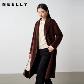 NEELLY纳俪商场同款冬季新款山羊绒高级气质双面呢大衣女羊毛外套N25104N04590