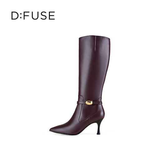 Dfuse迪芙斯2025冬季新款朋克风及膝靴尖头细跟显瘦骑士靴瘦瘦靴DFD4117015 商品图8