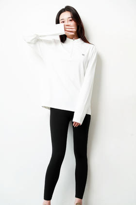 半拉链长袖tee，出口首尔。胸口小标户外正肩透气长袖上衣C101160