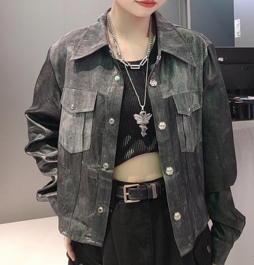 NC暗纹纽扣短款小外套50704（灰）秋季153030160321 商品图1