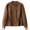 HR YKSL793美拉德风百搭麂皮绒短外套抽绳收腰夹克上衣 商品缩略图4