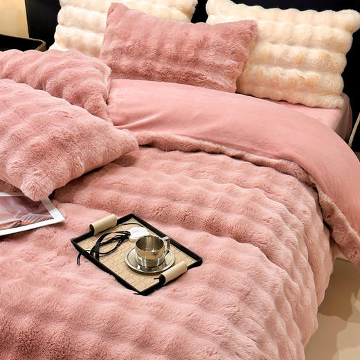 【兔毛绒四件套】兔毛绒四件套秋冬保暖绒布套件泡芙格长毛绒加厚床品 商品图4