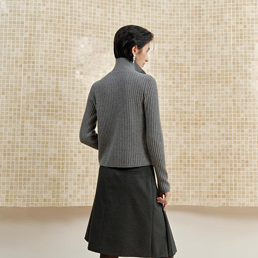 NEELLY纳俪商场同款冬季新款高领修身拉链针织开衫女显瘦清新毛衣N25102A01033 商品图1