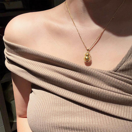 轻奢高级感金色葫芦镶边项链-纪念日百货门店同款166143790 商品图2
