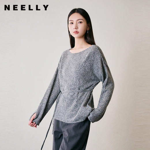 NEELLY纳俪商场同款冬季新款兔毛混纺宽松收腰打底针织衫毛衣女N25104A07720 商品图0
