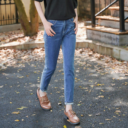 谜底牛仔紧身铅笔裤女2023春季新款百搭高腰亲肤九分裤231MK0021 商品图0