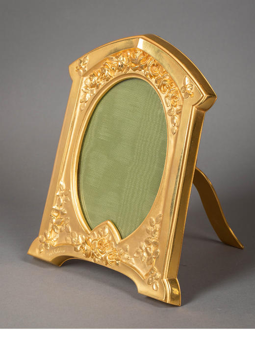 独角鹿西洋古董 19世纪末法国出品玫瑰主题铜鎏金装饰相框一对 商品图3