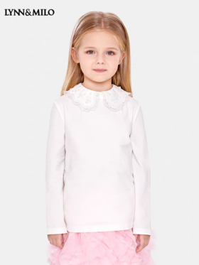 【春上新】8楼LYNN&MILO 琳麦罗 白色磨毛百搭翻领打底衫