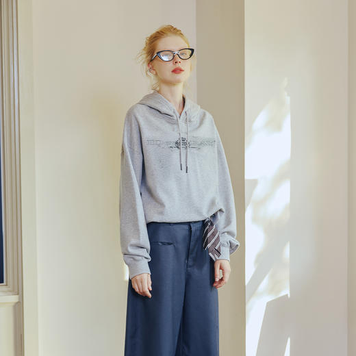 IDEVERRAY秋冬泼墨皇冠黑色连帽卫衣宽松慵懒男女情侣复古连帽衫 商品图1