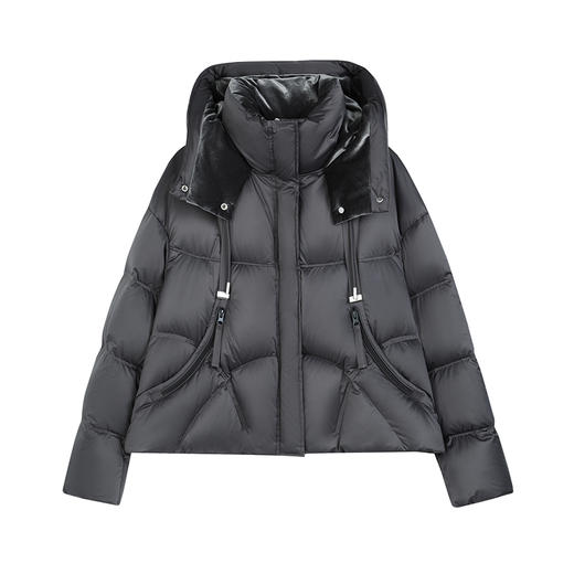 NEELLY纳俪商场同款冬季新款90%白鸭绒立领连帽羽绒服女保暖外套N25104L04415 商品图3