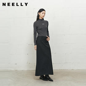 NEELLY纳俪商场同款冬季新款高腰遮胯半身裙女垂感百搭亲肤中长款N25101E01020