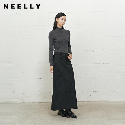 NEELLY纳俪商场同款冬季新款高腰遮胯半身裙女垂感百搭亲肤中长款N25101E01020 商品图0