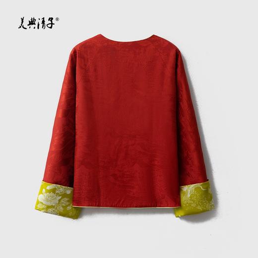 2026春双面穿新中式圆领长袖单排盘扣提花真丝外套 商品图2