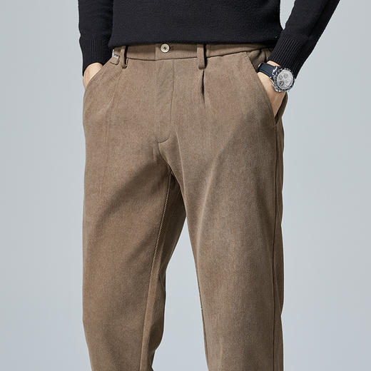 啄木鸟春秋灯芯绒裤子男款直筒宽松轻奢商务条绒加绒百搭休闲长裤 商品图7