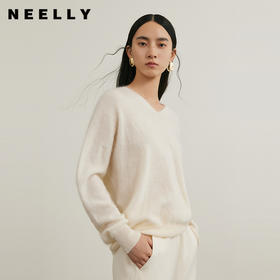 NEELLY纳俪商场同款冬季新款羊绒针织衫女基础V领慵懒百搭针织衫N25104A04553