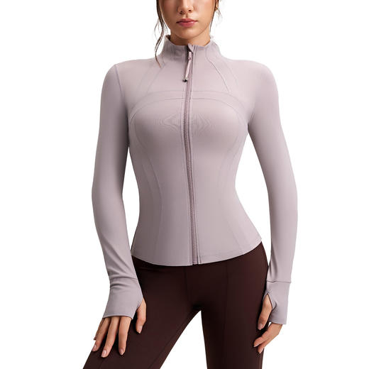 跃牌【安琪拉系列】新款运动外套女修身显瘦瑜伽上衣长袖带指套立领高级感瑜伽服WT-5031 商品图4