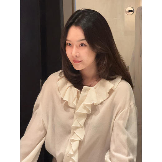 DUO智仙生 黑标 月之缪斯老钱感奢华羊毛花边衬衫 商品图3