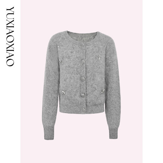 余潇潇【星云遐想】100绵羊毛手缝珍珠水钻拉毛工艺圆领宽松毛衣 商品图2