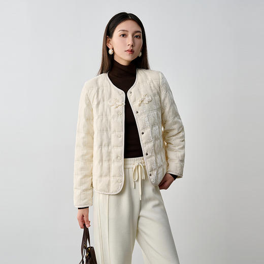 NEELLY纳俪商场同款冬季新款白色轻薄时尚羽绒服女90%白鸭绒外套N25104L04549 商品图3