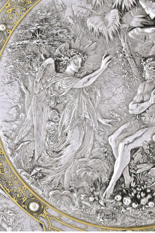 独角鹿西洋古董 1860-1870年代法国工匠Léonard Morel-Ladeuil设计英国名坊Elkington出品《失乐园》主题米尔顿之盾 商品图4