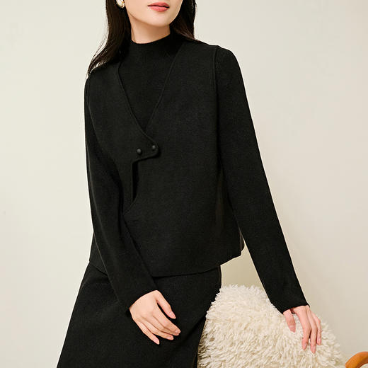 NEELLY纳俪商场同款冬季新款显瘦针织马甲套装长裙女百搭连衣裙N25104Y06610 商品图2