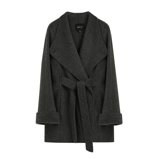 NEELLY纳俪商场同款冬新款气质收腰大衣女翻领显瘦双面呢羊毛外套N25104N04401 商品图3