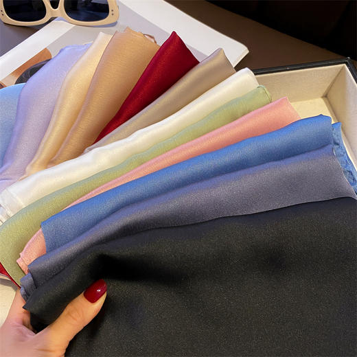 春秋新款丝巾春夏纯色仿真丝丝巾女小系脖装饰百搭女长款丝巾新款新品 商品图3