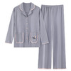 素色系睡衣日系家居服年翻领长袖睡衣女秋季卡通纯棉带胸垫家居服可外穿春秋冬套装 商品缩略图4