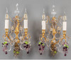 独角鹿西洋古董 1850-1870年代法国拿破仑三世时期出品铜鎏金精雕镶嵌「葡萄」主题水晶吊坠双枝壁灯一对 商品缩略图0