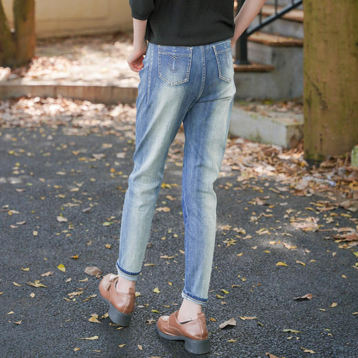 谜底牛仔紧身铅笔裤女2023春季新款百搭高腰亲肤九分裤231MK0021 商品图2